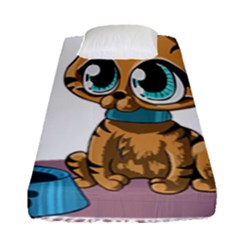 Kitty Cat Big Eyes Ears Animal Fitted Sheet (single Size) by Sapixe