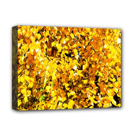 Birch Tree Yellow Leaves Deluxe Canvas 16  X 12   by FunnyCow