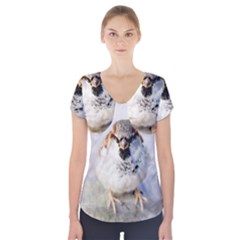 Do Not Mess With Sparrows Short Sleeve Front Detail Top by FunnyCow