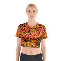 Orange, Yellow Cotoneaster Leaves In Autumn Cotton Crop Top by FunnyCow