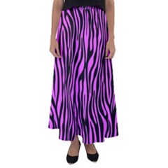 Zebra Stripes Pattern Trend Colors Black Pink Flared Maxi Skirt by EDDArt