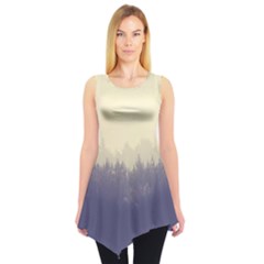 Cloudy Foggy Forest With Pine Trees Sleeveless Tunic by genx
