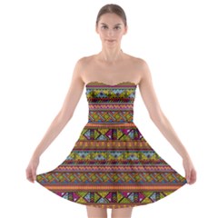 Traditional Africa Border Wallpaper Pattern Colored 2 Strapless Bra Top Dress by EDDArt