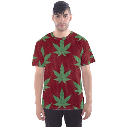 Men s Sports Mesh Tee--red by cannabisVT