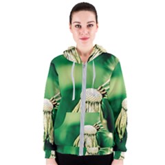 Dandelion Flower Green Chief Women s Zipper Hoodie by FunnyCow