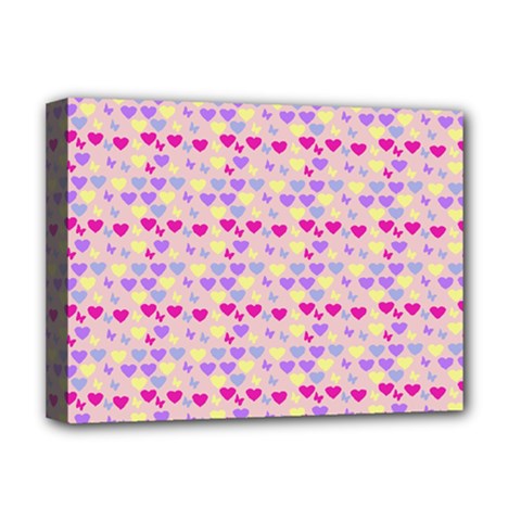 Hearts Butterflies Pink 1200 Deluxe Canvas 16  X 12   by snowwhitegirl