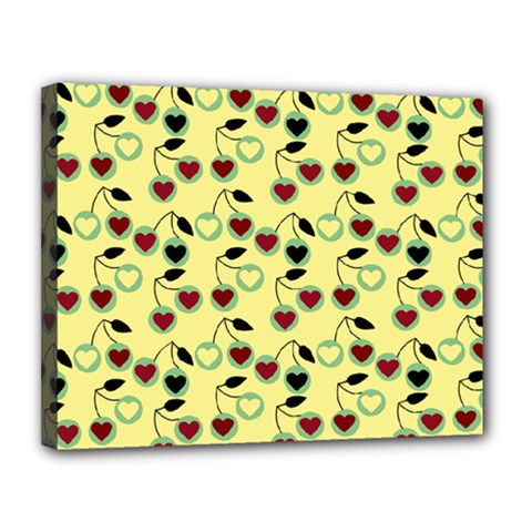 Yellow Heart Cherries Canvas 14  X 11  by snowwhitegirl