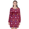 Cakes And Sundaes Red Long Sleeve Chiffon Shift Dress  View1