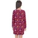 Cakes And Sundaes Red Long Sleeve Chiffon Shift Dress  View2