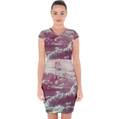 In The Clouds Pink Capsleeve Drawstring Dress  by snowwhitegirl
