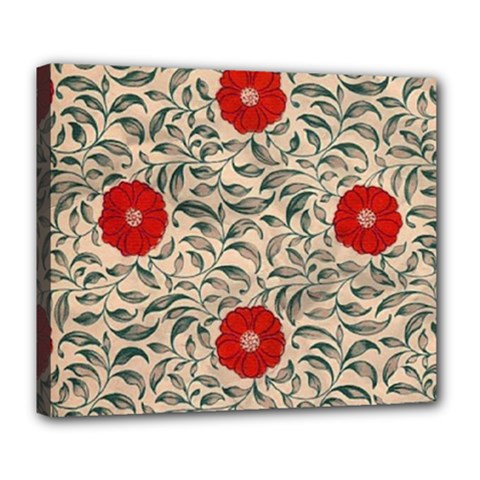 Papanese Floral Red Deluxe Canvas 24  X 20   by snowwhitegirl