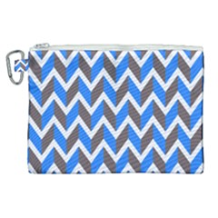 Zigzag Chevron Pattern Blue Grey Canvas Cosmetic Bag (xl) by snowwhitegirl