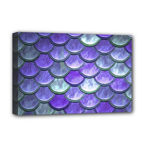 Blue Purple Mermaid Scale Deluxe Canvas 18  X 12   by snowwhitegirl