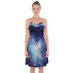 Nebula Blue Ruffle Detail Chiffon Dress by snowwhitegirl