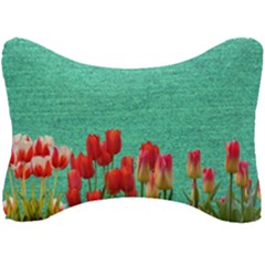 Green Denim Flowers Seat Head Rest Cushion by snowwhitegirl