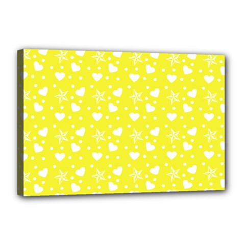 Hearts And Star Dot Yellow Canvas 18  X 12  by snowwhitegirl