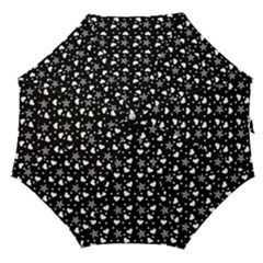 Hearts And Star Dot Black Straight Umbrellas by snowwhitegirl