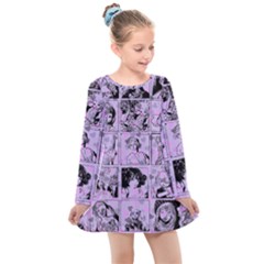 Lilac Yearbook 1 Kids  Long Sleeve Dress by snowwhitegirl