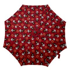 Girl With Dress Red Hook Handle Umbrellas (large) by snowwhitegirl