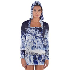 Blue Waves Sea Long Sleeve Hooded T-shirt by snowwhitegirl