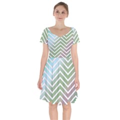 Ombre Zigzag 02 Short Sleeve Bardot Dress by snowwhitegirl