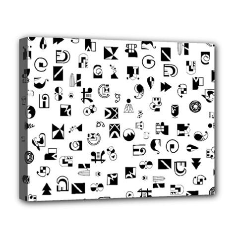 Black Abstract Symbols Deluxe Canvas 20  X 16  (stretched) by FunnyCow