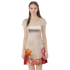 Flower 1646045 1920 Short Sleeve Skater Dress by vintage2030