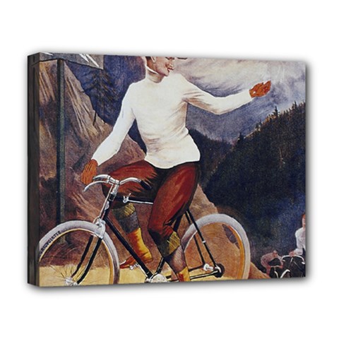 Woman On Bicycle Deluxe Canvas 20  X 16  (stretched) by vintage2030