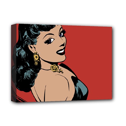 Comic Girl Deluxe Canvas 16  X 12  (stretched)  by vintage2030