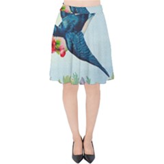 Blue Bird Velvet High Waist Skirt by vintage2030