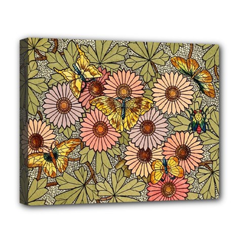 Flower And Butterfly Deluxe Canvas 20  X 16  (stretched) by vintage2030