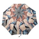 Retro Pin Up Girl Blue Folding Umbrellas View1