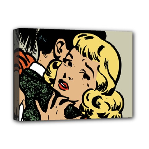 Hugging Retro Couple Deluxe Canvas 16  X 12  (stretched)  by vintage2030