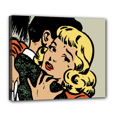 Hugging Retro Couple Deluxe Canvas 24  X 20  (stretched) by vintage2030