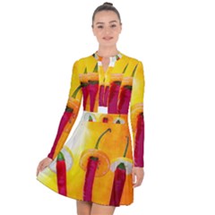 Three Red Chili Peppers Long Sleeve Panel Dress by FunnyCow