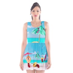 Red Chili Peppers On The Beach Scoop Neck Skater Dress by FunnyCow