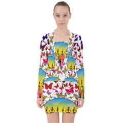 African Americn Art African American Women V-neck Bodycon Long Sleeve Dress by AlteredStates
