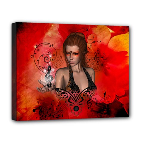The Fairy Of Music Deluxe Canvas 20  X 16  (stretched) by FantasyWorld7