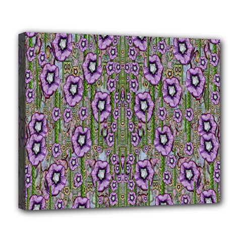 Jungle Fantasy Flowers Climbing To Be In Freedom Deluxe Canvas 24  X 20  (stretched) by pepitasart
