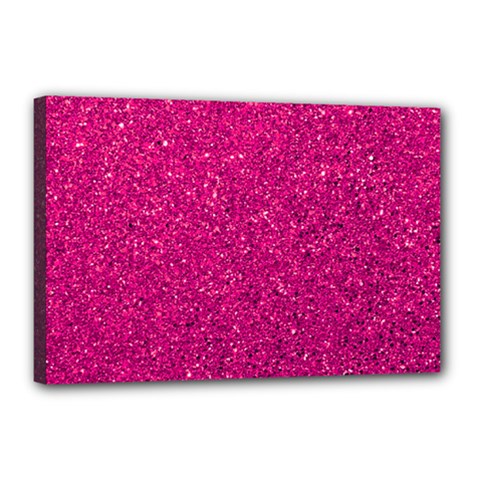 Hot Pink Glitter Canvas 18  X 12  (stretched) by snowwhitegirl