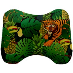 Tropical Pelican Tiger Jungle Black Head Support Cushion by snowwhitegirl