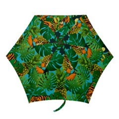 Tropical Pelican Tiger Jungle Blue Mini Folding Umbrellas by snowwhitegirl