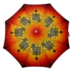 Wonderful Heart With Butterflies And Floral Elements Straight Umbrellas by FantasyWorld7