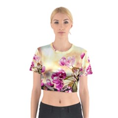 Paradise Apple Blossoms Cotton Crop Top by FunnyCow