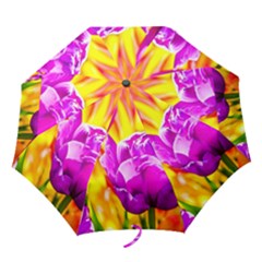 Violet Tulip Flowers Folding Umbrellas by FunnyCow
