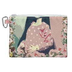 Rose Floral Doll Canvas Cosmetic Bag (xl) by snowwhitegirl