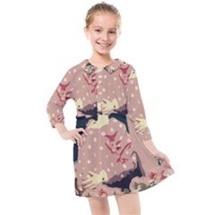 Rose Floral Doll Kids  Quarter Sleeve Shirt Dress by snowwhitegirl
