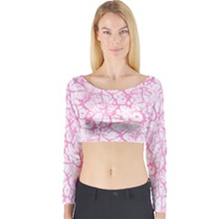 Officially Sexy Baby Pink & White Cracked Pattern Long Sleeve Crop Top (tight Fit) by OfficiallySexy