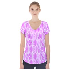 Bright Pink Colored Waikiki Surfboards  Short Sleeve Front Detail Top by PodArtist