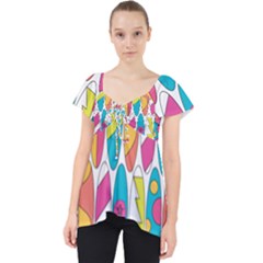Mini Rainbow Colored Waikiki Surfboards  Lace Front Dolly Top by PodArtist